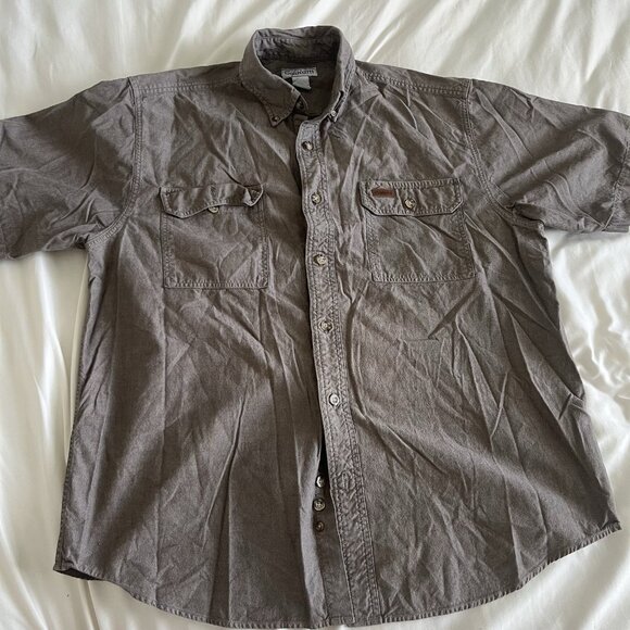 Carhartt Men’s Work Shirt Tan Short Sleeve Size Large - Picture 1 of 4